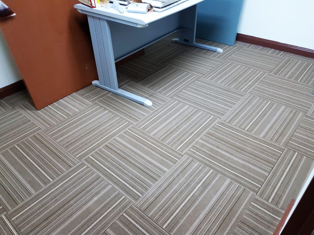 New carpet tiles installed