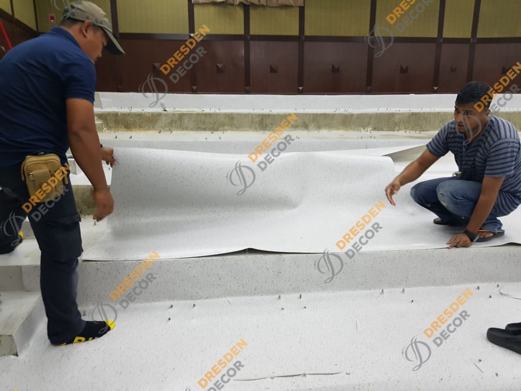 Vinyl roll installation in progress