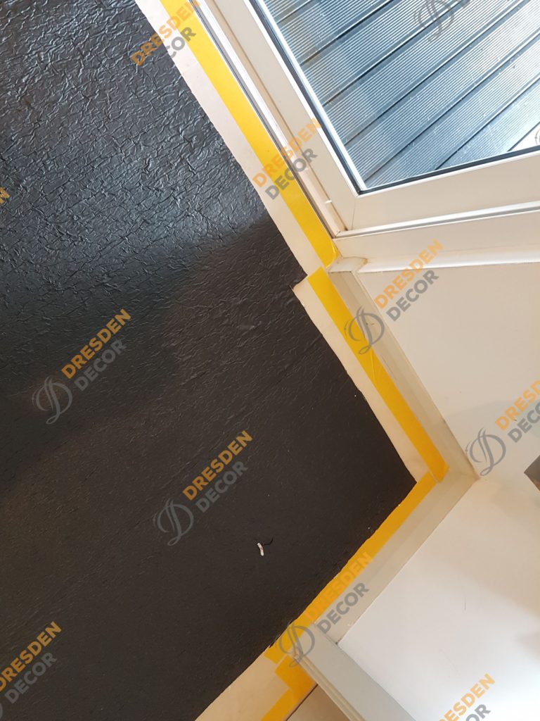 Underlay attached to the tiled floor using special double tape.