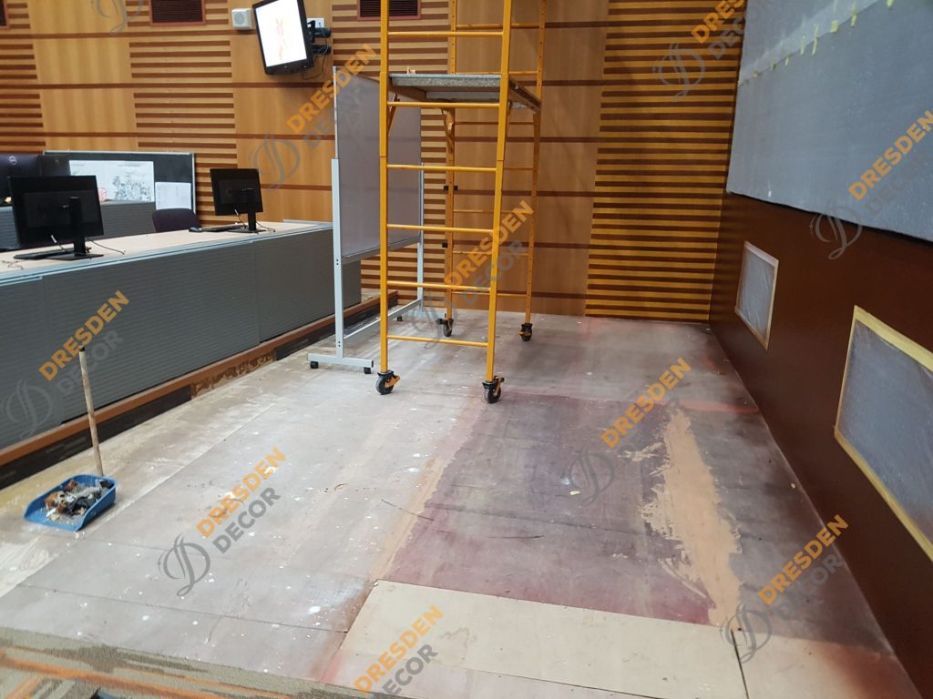 Existing carpet dismantled.