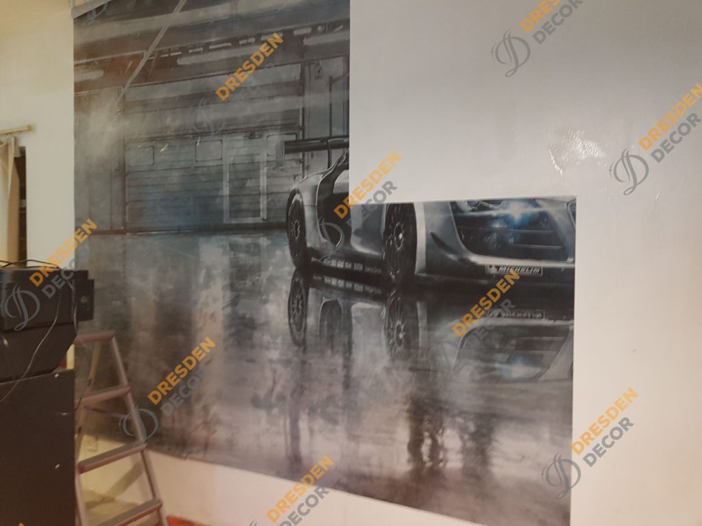 Mural Wallpaper installation 5th Panel.