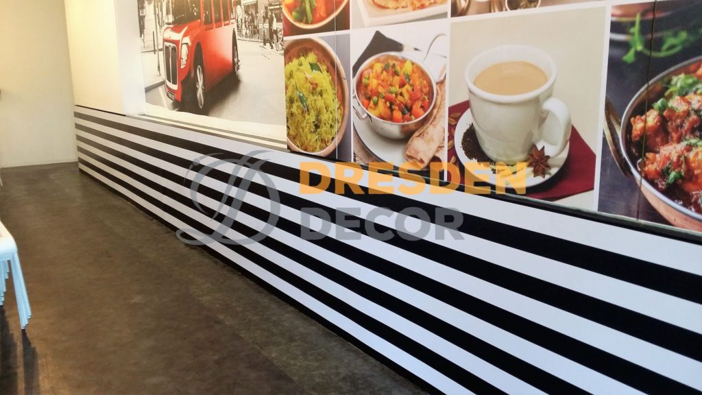 Wall sticker installed on lower wall section