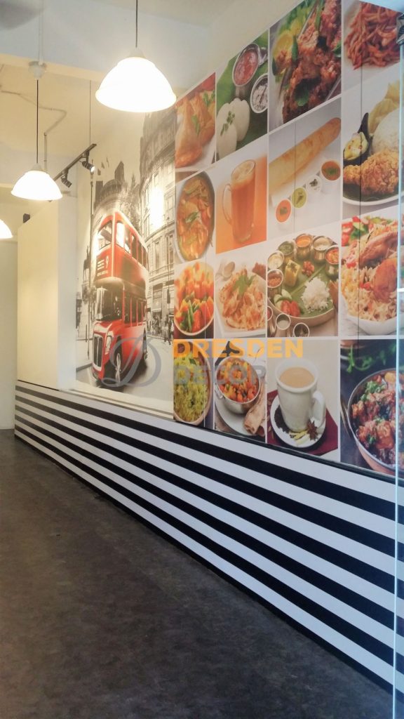 Lower wall sticker and panel boards installed