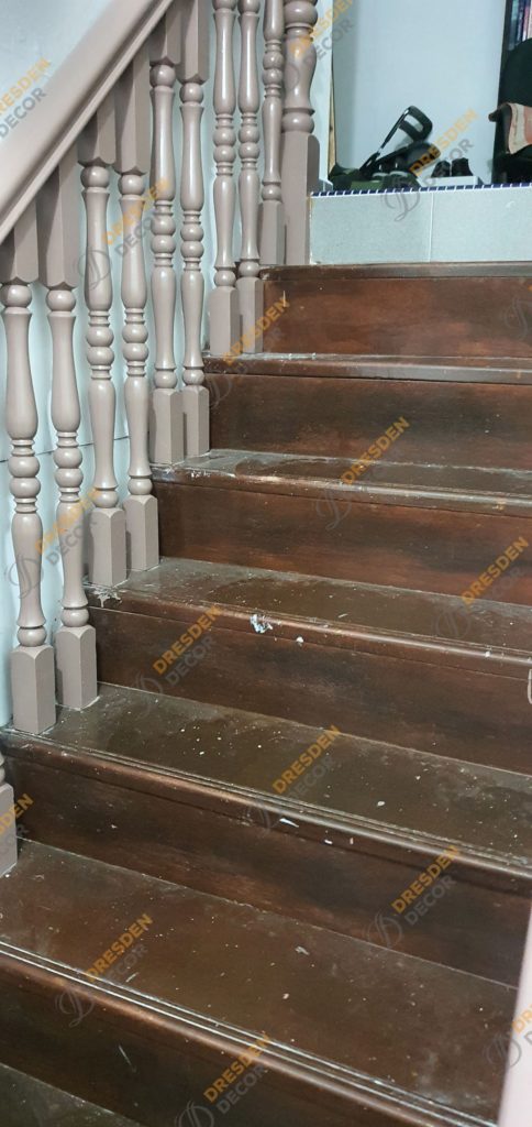 Wooden stairs before installation.