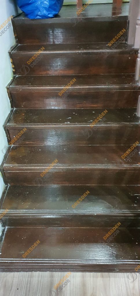 Wooden stairs before installation.