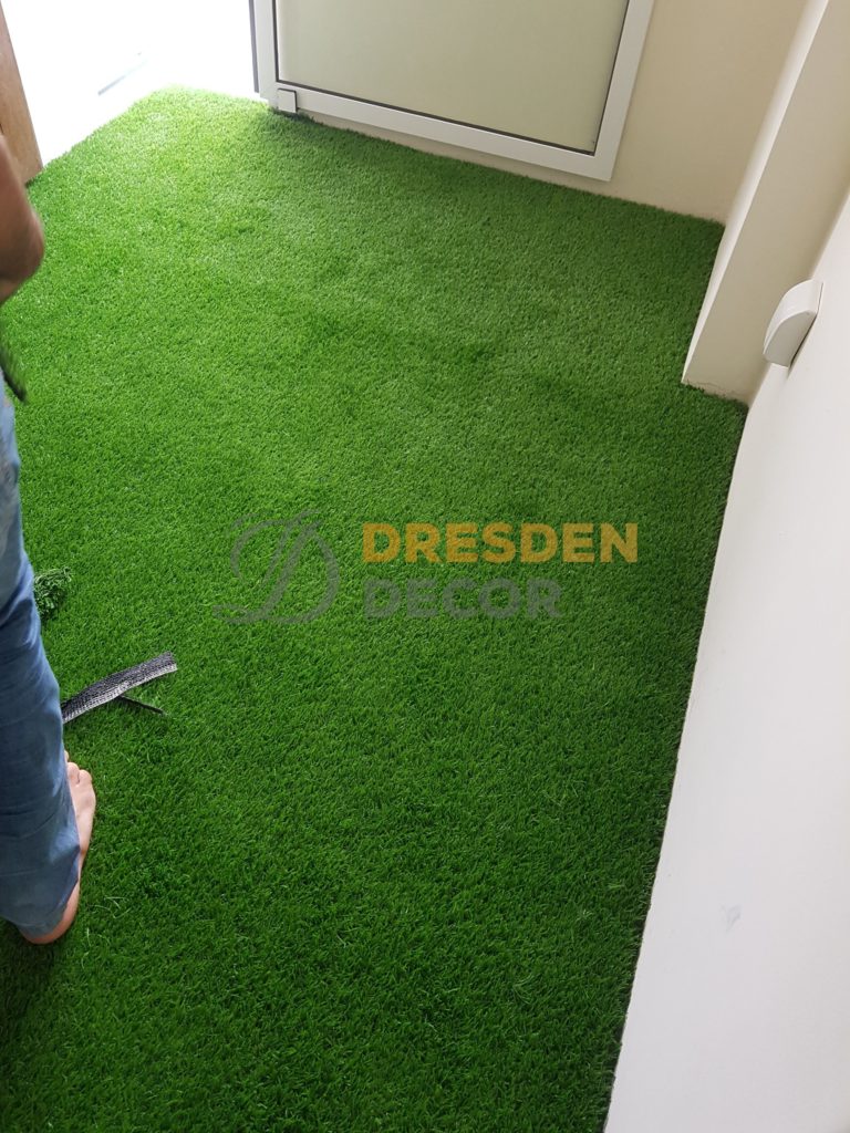 Grass carpet installed on top of the grass carpet