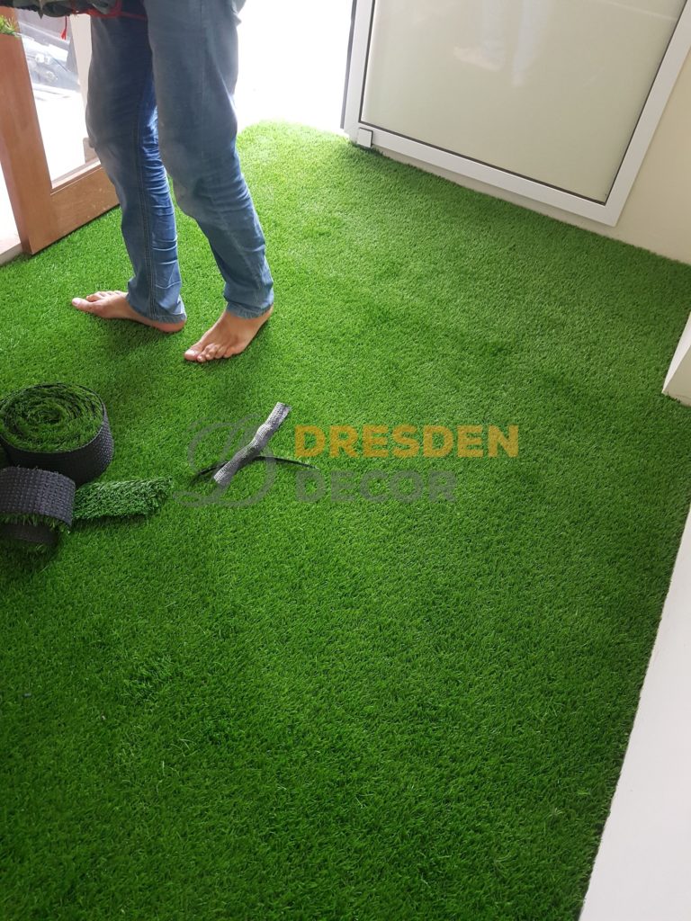 Grass carpet installed on top of the grass carpet