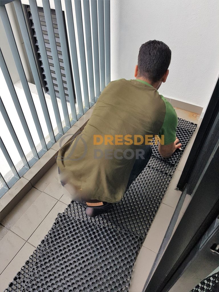 Drain cell installation in progress