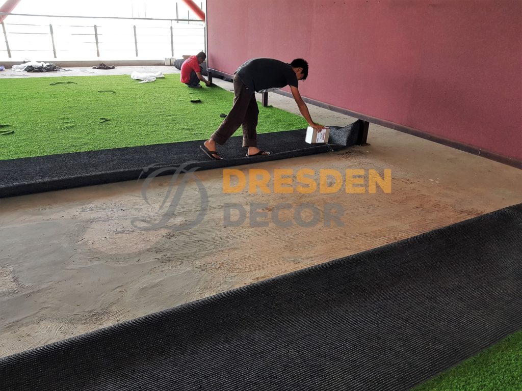 Glue being applied