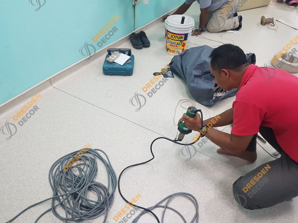 Thermoplastic welding in progress