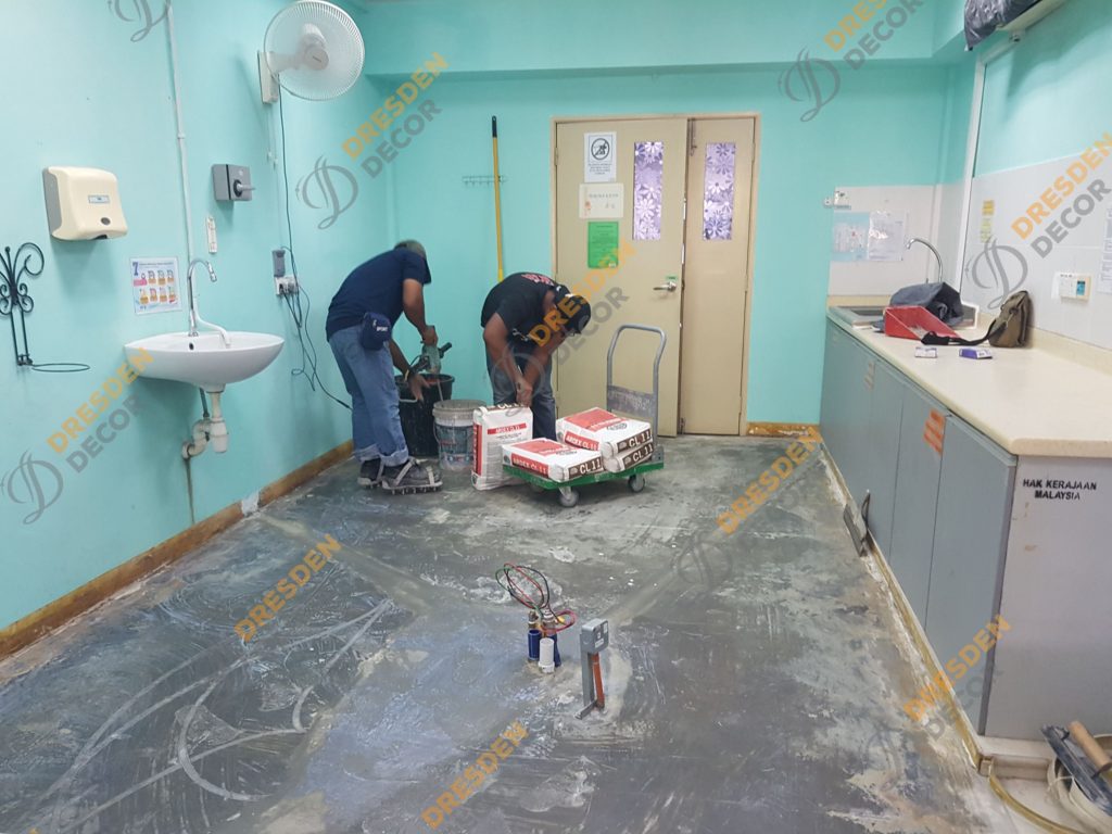Primer applied on the floor
